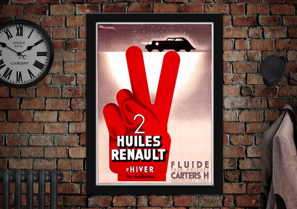 2 Huiles Renault Vintage Style Motor Car Poster