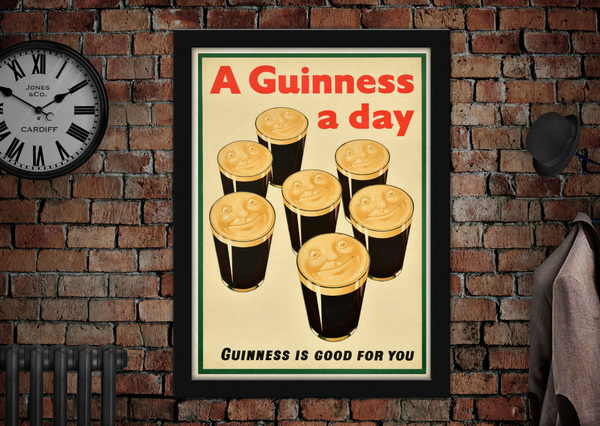 A Guinness a Day Guinness is Good For You Vintage Style Poster
