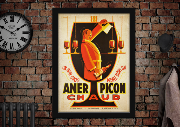 Amer Picon Chaud Vintage Style Drinks Poster