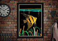 An Angel Fish Lino Art Poster Print