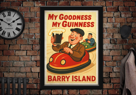 Barry Island Dodgems Guinness Vintage Style Advertising Poster