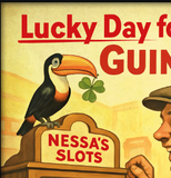 Barry Island Lucky Day for a Guinness Vintage Style Advertising Poster