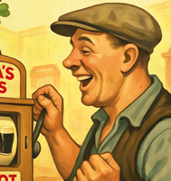 Barry Island Lucky Day for a Guinness Vintage Style Advertising Poster