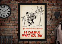 Be Careful What You Say WWII Vintage Style Poster