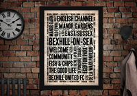 Bexhill-on-Sea English Towns Letter Press Style Poster