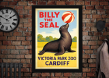 Billy The Seal Victoria Park Cardiff Vintage Advertising Poster