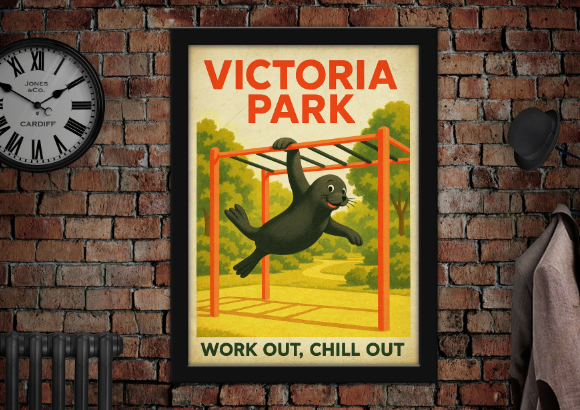 Billy The Seal Victoria Park Chill Out Vintage Style Advertising Poster