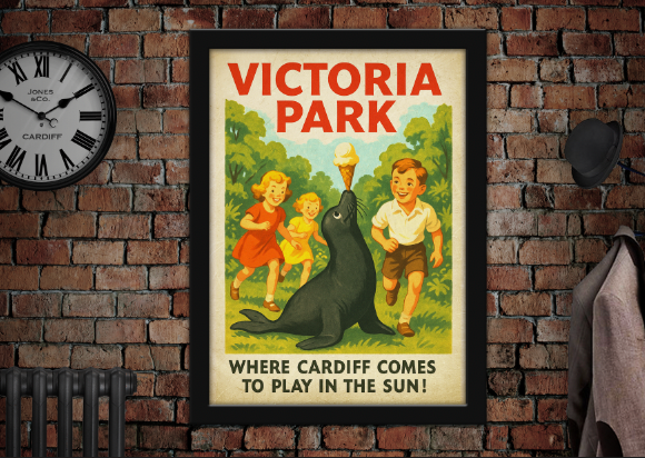 Billy The Seal Victoria Park Vintage Style Advertising Poster