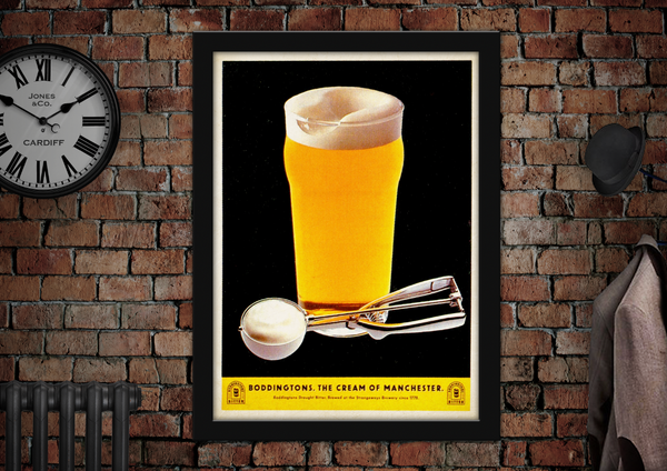 Boddingtons Beer Cream of Manchester Ice Cream Scoop Vintage Style Advertising Poster
