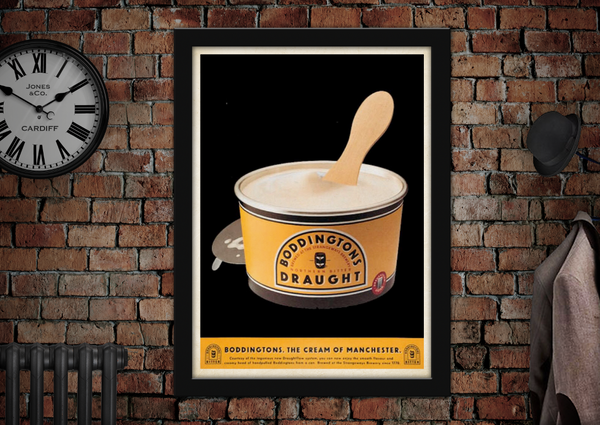 Boddingtons Beer Cream of Manchester Ice Cream Tub Vintage Style Advertising Poster