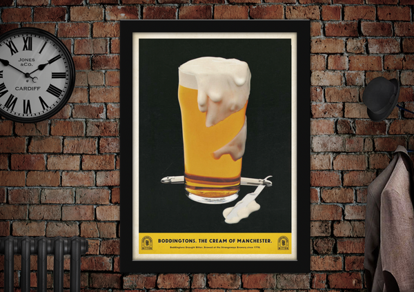 Boddingtons Beer Cream of Manchester Shaving Vintage Style Advertising Poster