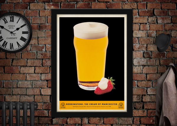 Boddingtons Beer Cream of Manchester Strawberries and Creme Vintage Style Advertising Poster
