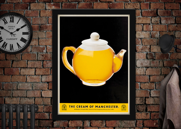 Boddingtons Beer Cream of Manchester Teapot Vintage Style Advertising Poster