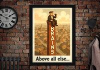 Brains Above All Else Cardiff Vintage Style Drinks Advertising Poster