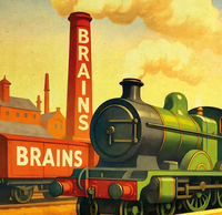 Brains Brewery All Aboard Cardiff Vintage Style Drinks Advertising Poster