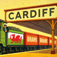Brains Brewery All Aboard Cardiff Vintage Style Drinks Advertising Poster
