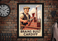 Brains Brewery Built Cardiff Vintage Style Drinks Advertising Poster