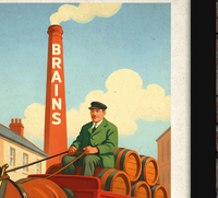 Brains Brewery Cardiff Delivery Vintage Style Drinks Advertising Poster
