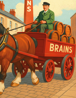 Brains Brewery Cardiff Delivery Vintage Style Drinks Advertising Poster