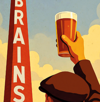Brains Brewery Chimney Cardiff Vintage Style Drinks Advertising Poster