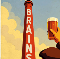 Brains Brewery Chimney Cardiff Vintage Style Drinks Advertising Poster