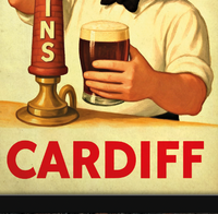 Brains Cardiff Pulling Pint Vintage Style Drinks Advertising Poster