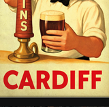 Brains Cardiff Pulling Pint Vintage Style Drinks Advertising Poster
