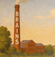 Brains Down the River Taff Cardiff Vintage Style Drinks Advertising Poster