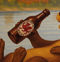 Brains Down the River Taff Cardiff Vintage Style Drinks Advertising Poster