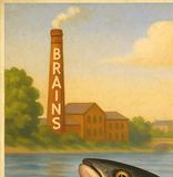 Brains Down the River Taff Fish Cardiff Vintage Style Drinks Advertising Poster