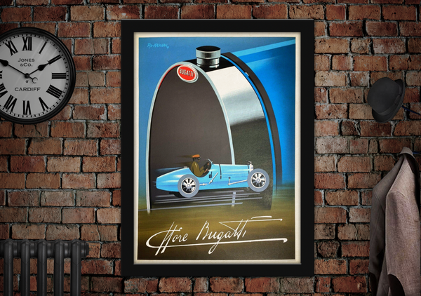 Bugati Motorcar Vintage Style Car Poster