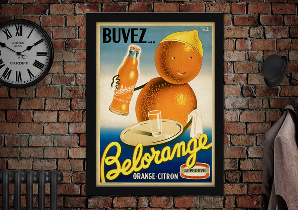 Buvez Belorange Orange Vintage Style Drinks Poster