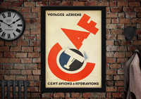 CAF Voyages Aeriens Cent Avions & Hydravions Vintage Aviation Travel Poster