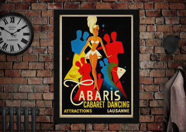 Cabaris Dancing Vintage Style Cabaret Advertising Poster French