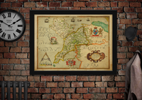 Caernarfonshire County Old North Wales Map c1578