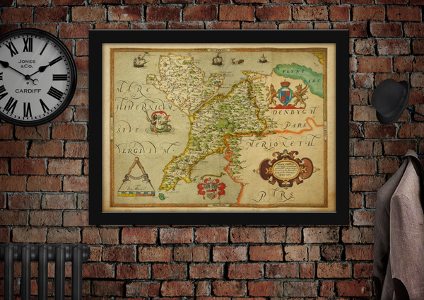 Caernarfonshire County Old North Wales Map c1578