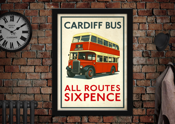 Cardiff Bus Vintage Style Advertising Poster
