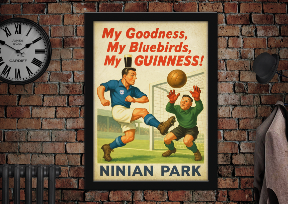 Cardiff City FC Bluebirds Ninian Park Vintage Style Guinness Poster