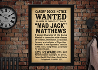 Cardiff Docks Notice Mad Jack Matthews Wanted Vintage Style Poster