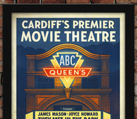 Cardiff Queen's Cinema Vintage Style Advertising Poster
