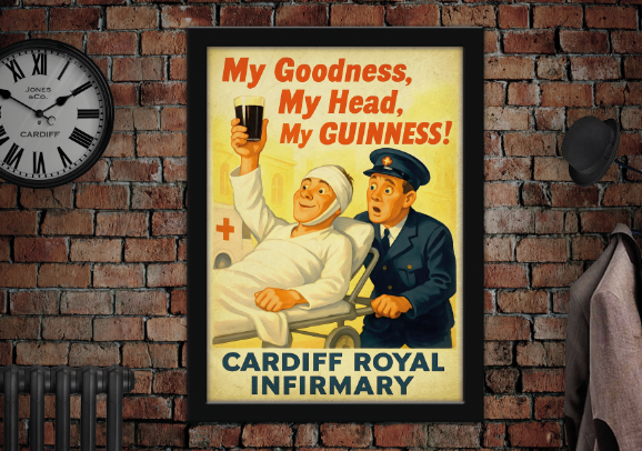 Cardiff Royal Infirmary Vintage Style Guinness Advertising Poster
