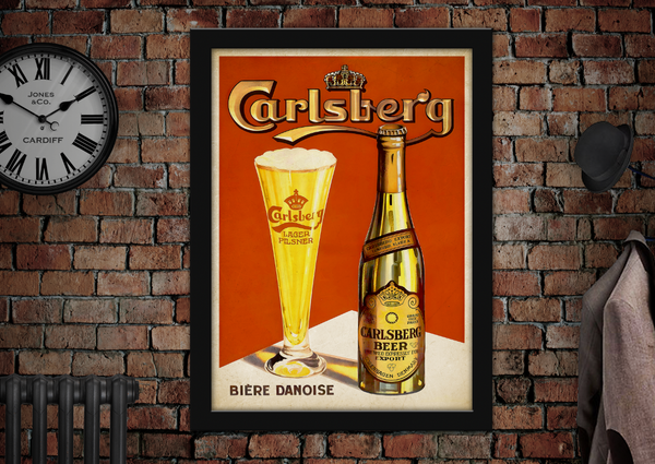 Carlsberg Bottle Vintage Style Beer Drinks Advertising Poster