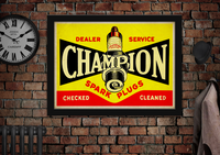 Champion Spark Plugs Vintage Garage Poster
