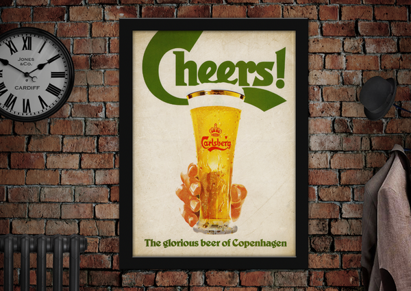 Cheers Carlsberg The Glorious Beer of Copenhagen Vintage Style Advertising Poster