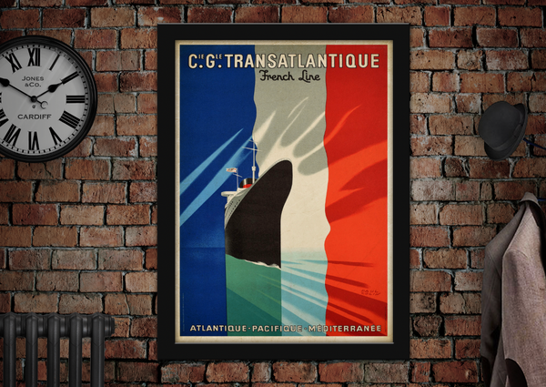 Cie Gle Transatlantique French Line France Vintage Cruise Shipping Poster