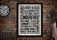 Cinderford Gloucester Town Art Poster Print