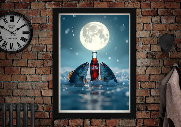 Coca Cola Arctic Fish Art Poster Print