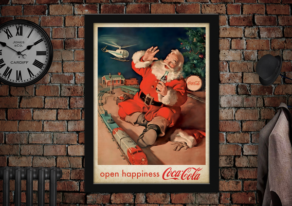 Coca Cola Christmas Open Happiness Vintage Style Drinks Poster