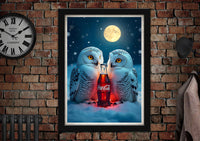 Coca Cola Owls Winter Art Poster Print