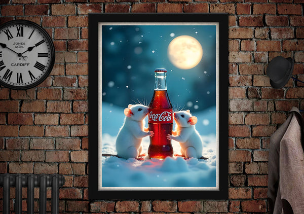 Coca Cola Snow Mice Art Poster Print